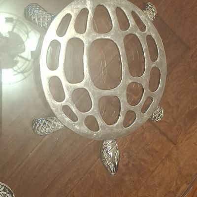 Vintage Silver-Plated Brass Turtle Trivet