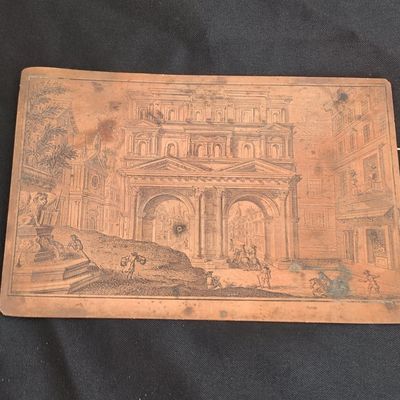 Antique Copper Intaglio Plate - Arch of Constantine