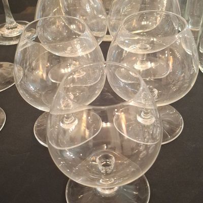Set of Five French Lead Crystal Snifters