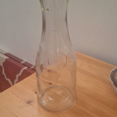French Glass Milk Carafe with Embossed Flower