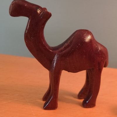 Hand-Carved Wooden Camel Figurine - Rosewood/Thuya Wood