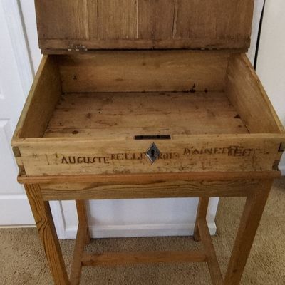 Antique French Schoolmaster's Desk with Inscription