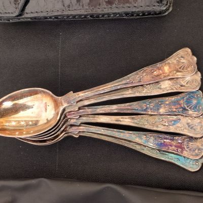 Set of 5 French Silver Plated Spoons - Rococo Style