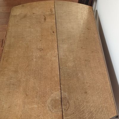 Antique Oak Gateleg Drop Leaf Dining Table with Turned Legs and Casters