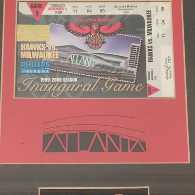 Atlanta Hawks Philips Arena Inaugural Game Ticket and Collectors Pin Set