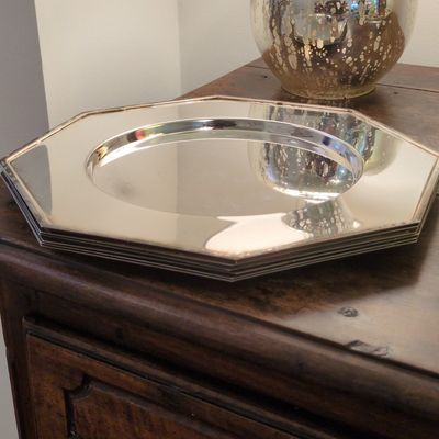 Set of 6 Silver-Plated Octagonal Charger Plates