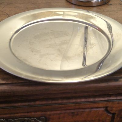 French Silver Plated Serving Tray with Wide Rim