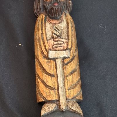 Hand-Carved Wooden Saint Figure
