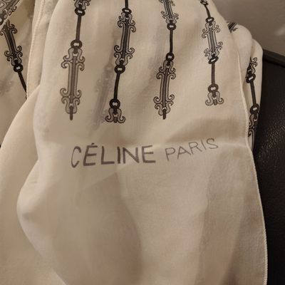 Celine Paris Chain & Scroll Motif Silk Scarf