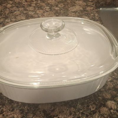 CorningWare French White Oval Casserole Dish with Glass Lid