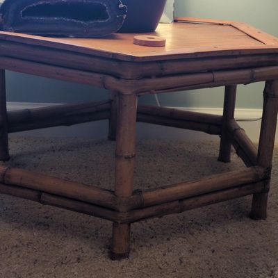 Vintage Hexagonal Bamboo Plant Stand/Side Table