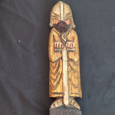 Hand-Carved Wooden Viking Figure (Berserker Style)