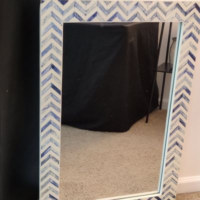 Blue Chevron Bone Inlay Mirror