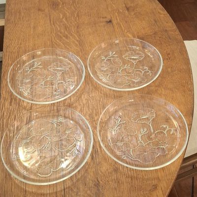 Luminarc France Poppy Floral Glass Plates
