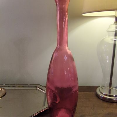 Mid-Century Modern Pink Glass Decanter Vase