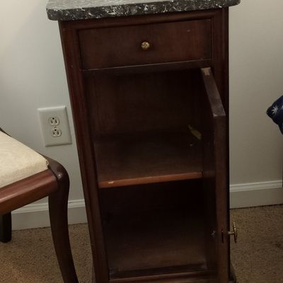 Louis Philippe Style Walnut and Marble Nightstand