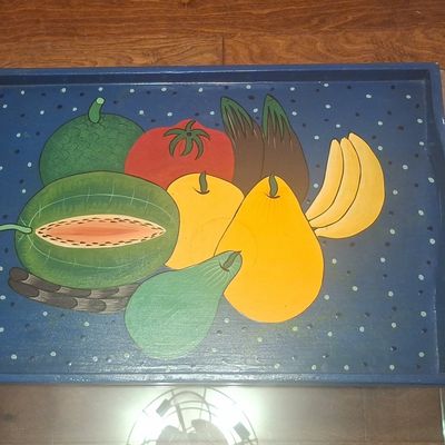 Hand-Painted Folk Art Fruit Serving Tray