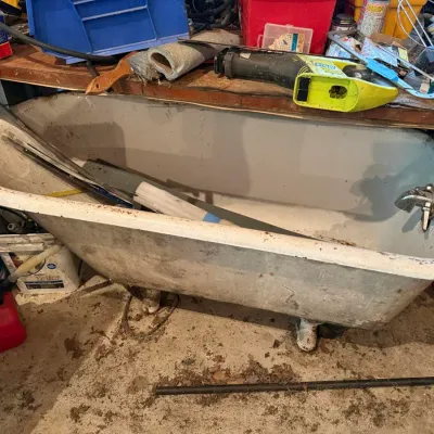 Sale Photo Thumbnail #306: Antique Cast Iron Porcelain Enameled Clawfoot Bathtub – Belmont Off-Site