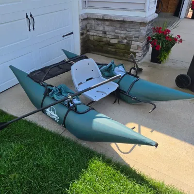 Sale Photo Thumbnail #354: Creek Company ODC Sport LT Inflatable Pontoon Boat with Paddles and Pump