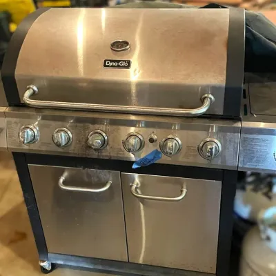 Sale Photo Thumbnail #358: Dyna-Glo 5-Burner Stainless Steel LP Gas Grill with Side Burner – Belmont Off-Site