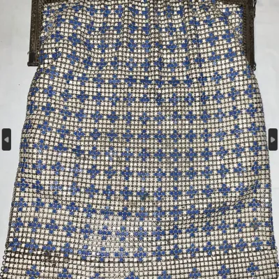 Sale Photo Thumbnail #343: Antique Whiting and Davis Blue and Silver Mesh Purse