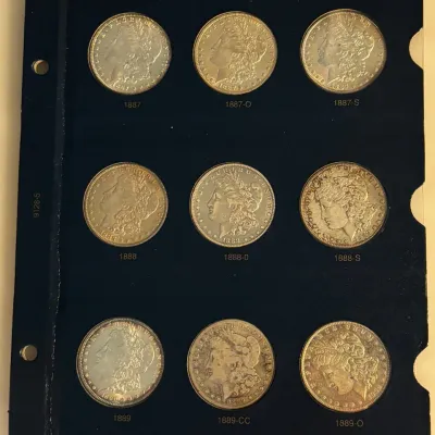 Sale Photo Thumbnail #288: Lot of 9 Morgan Silver Dollars - 1887 to 1889-O, Incl. 1889-CC