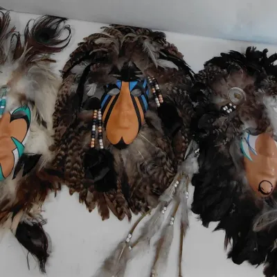 Sale Photo Thumbnail #298: 3 Vintage Signed and Numbered R. W. Adams 1989 Native Tribal Art Masks