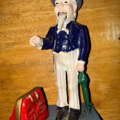 Sale Photo Thumbnail #316: Vintage Cast Iron Uncle Sam Bank - Works Smoothly