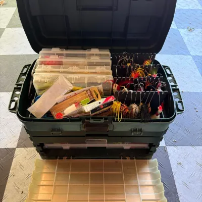 Sale Photo Thumbnail #324: Plano Guide Series 4-Drawer Tackle Box Packed with Massive Collection of Premium Fishing Lures – White Cloud