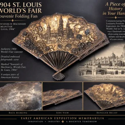 1904 St. Louis World's Fair Souvenir Folding Fan – Machinery Exhibit