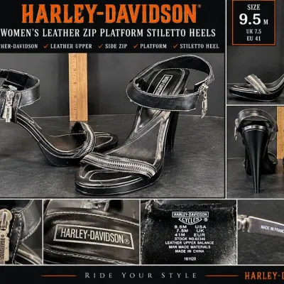 Harley-Davidson Women's 9.5 Leather Platform Stiletto Heels