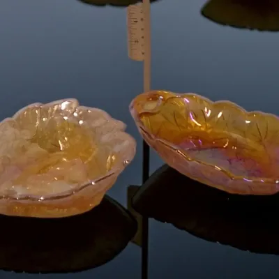 2 Indiana Glass Goldentone Carnival Bowls – 1970s