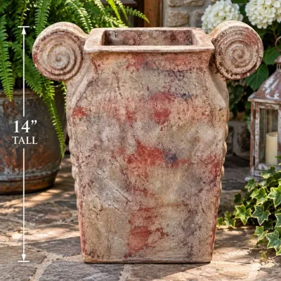 Large Heavy Terra Cotta Rectangular Floor Vase – 14"