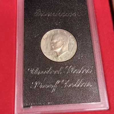1973 Brown Ike Uncirculated Proof Silver Dollar in Original Packaging