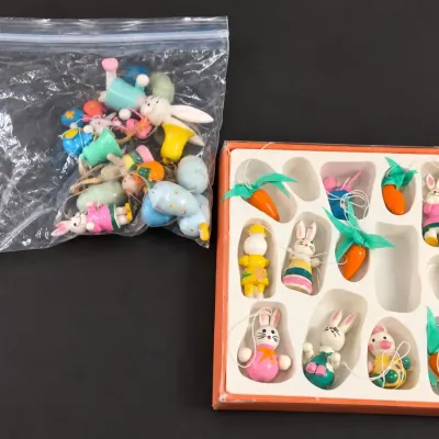 Vintage Easter Ornament Lot – Bunnies, Carrots & Figures