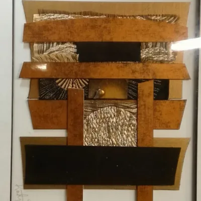 Kathy Sheldon Signed Original Mixed Media 3D Paper Collage – Michigan Artist
