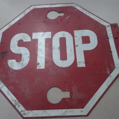 Vintage Folding Metal STOP Sign – Possibly School Bus