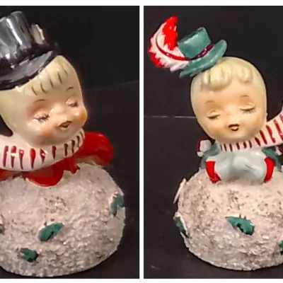 1956 Lefton Kissing Snowball Kids Spaghetti Bells