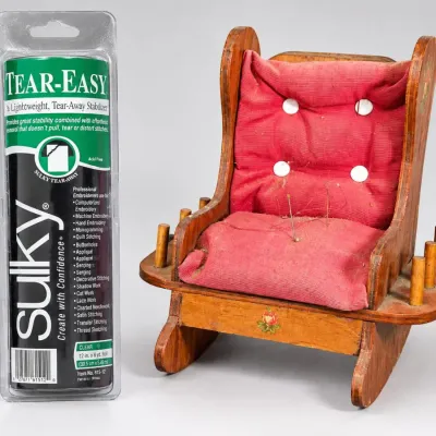 Vintage Wooden Pincushion Chair & Sulky Stabilizer Lot