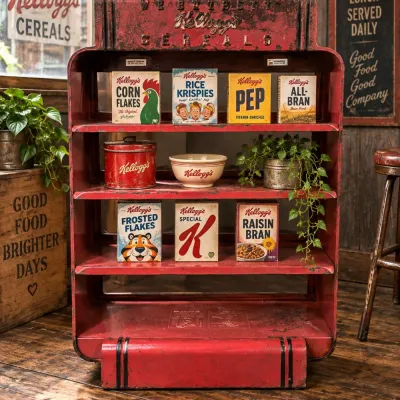 1930s Kellogg's Cereal Store Display Rack, Embossed Metal Advertising, Rare