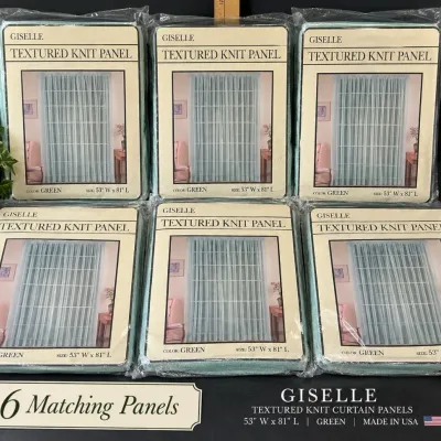 6 Vintage Giselle Knit Curtain Panels – 53" x 81", Made in USA