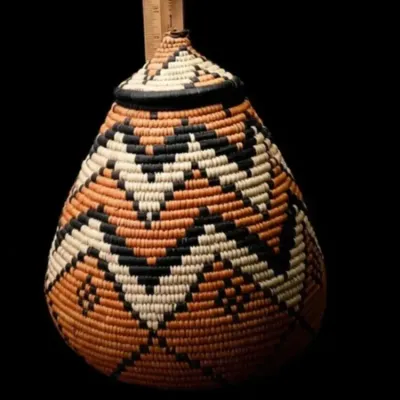 Vintage Zulu Ukhamba Lidded Beer Basket - South Africa