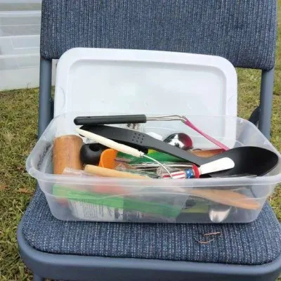 Sale Photo Thumbnail #347: Container Full of Kitchen Utensils - Many Varieties