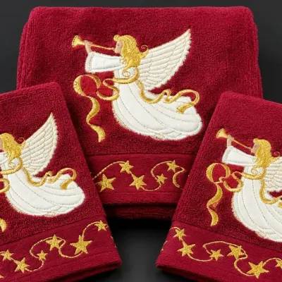 Gail Sayles Embroidered Angel Towel Set – 3 Pc