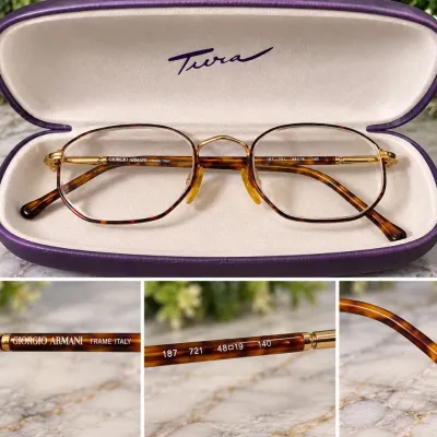 Vintage Giorgio Armani 187 721 Gold/Tortoise Eyeglasses with Case