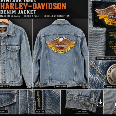 Vintage 1990s Harley-Davidson Denim Jacket, Size L – Made in Canada