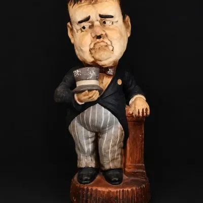 Vintage Oliver Hardy Statue – Large, Made in Japan