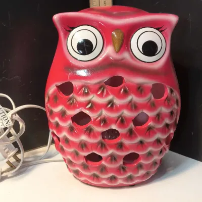 Retro Ceramic Owl Light-Up Lamp