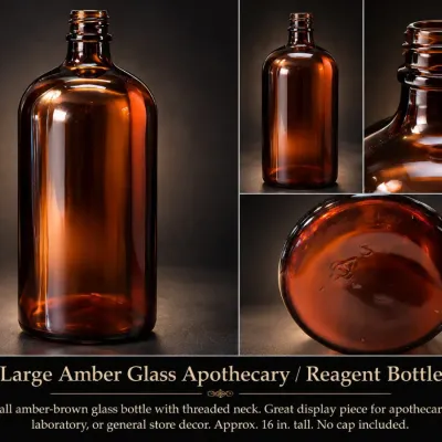 Large Amber Glass Apothecary Reagent Bottle