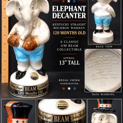 Jim Beam Regal China Patriotic Elephant Decanter – 13"